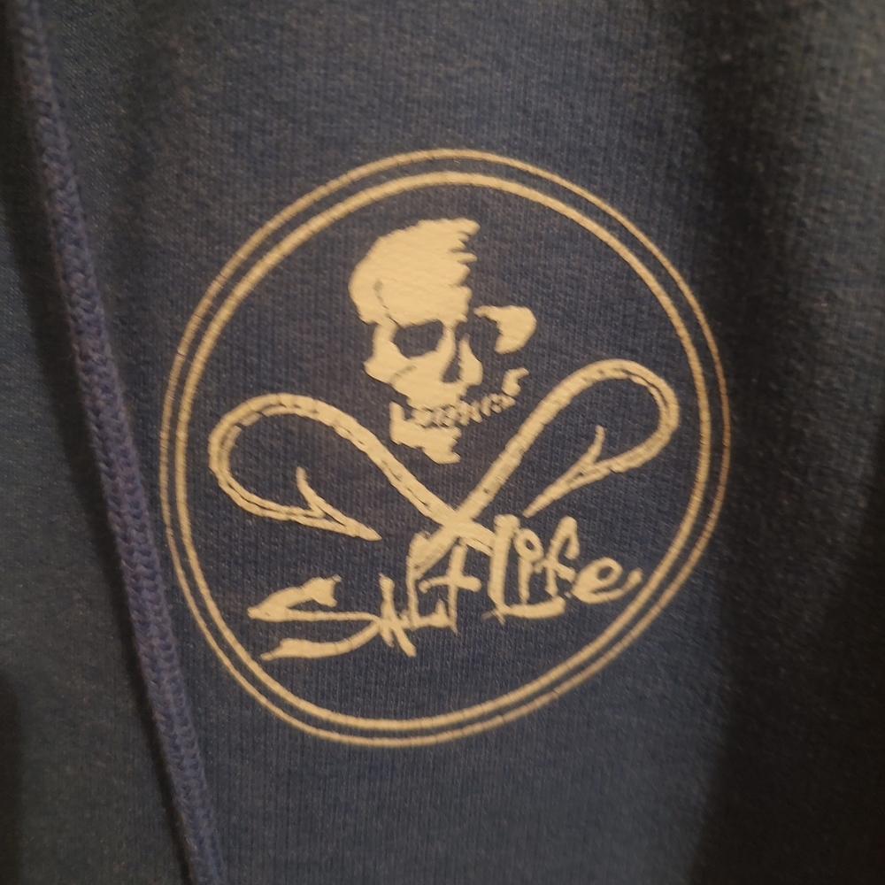 Salt Life Blue Hoodie with Skull Emblem - Picture 2 of 5